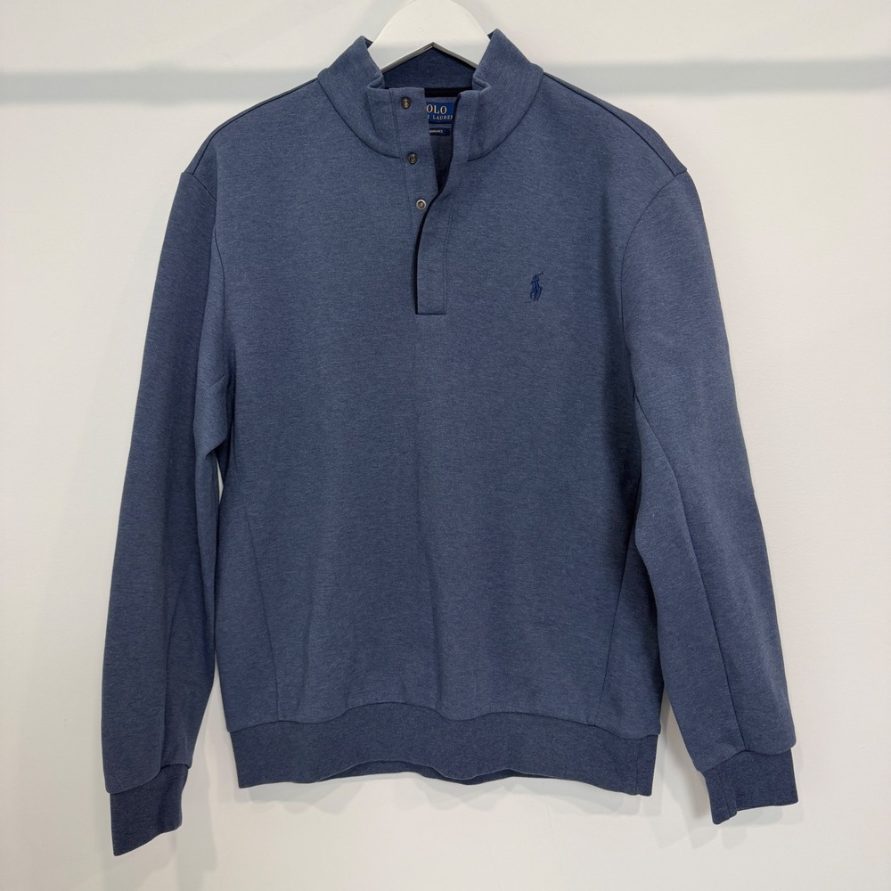 Polo Ralph Lauren Performance Double-Knit Mockneck Sweatshirt Blue Heather Large